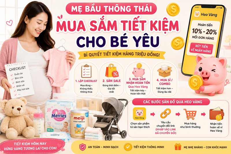 Bí Kíp Sắm Đồ Mẹ Bầu Và Sơ Sinh Tiết Kiệm: "Tuyệt Chiêu" Hoàn Tiền Mua Sắm Bỉm Sữa